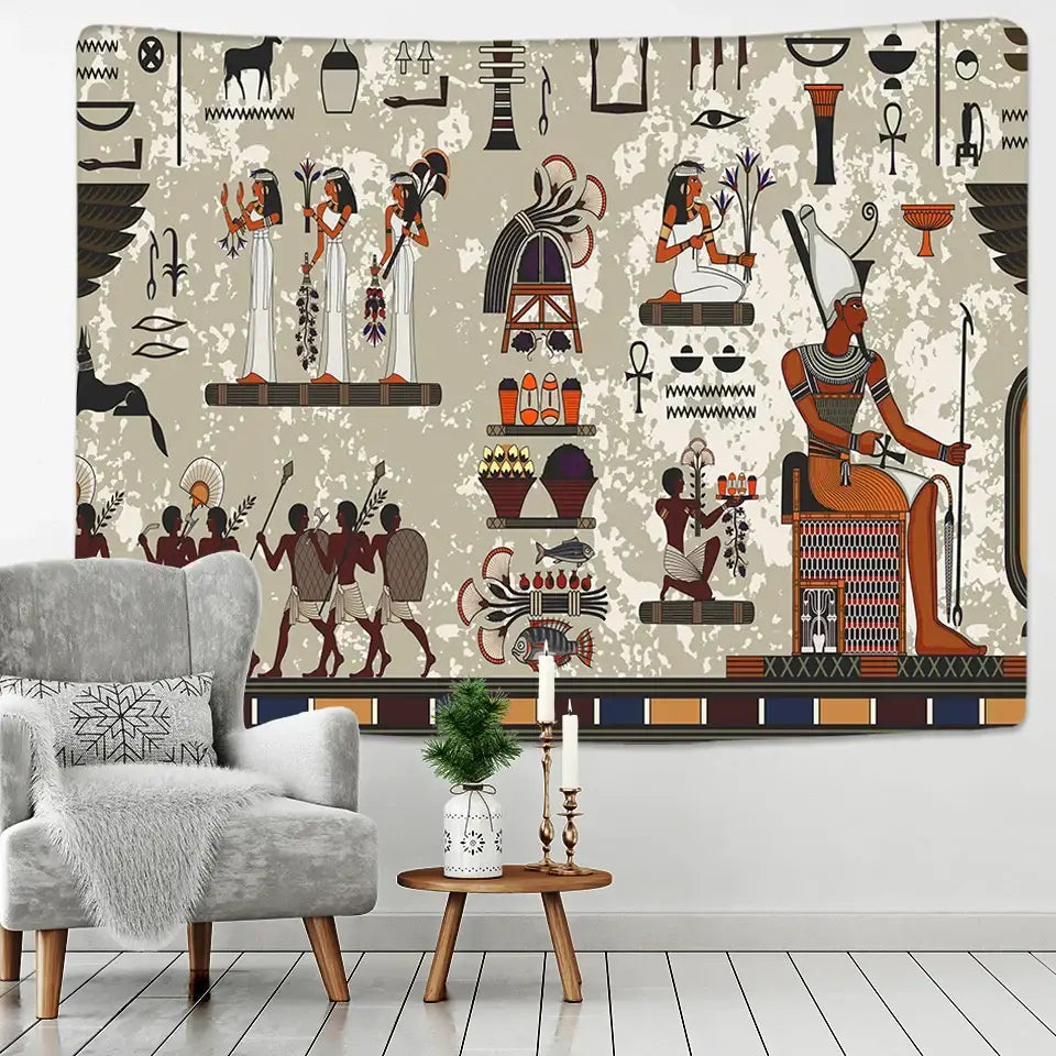Maroon Green Egyptian Tapestry