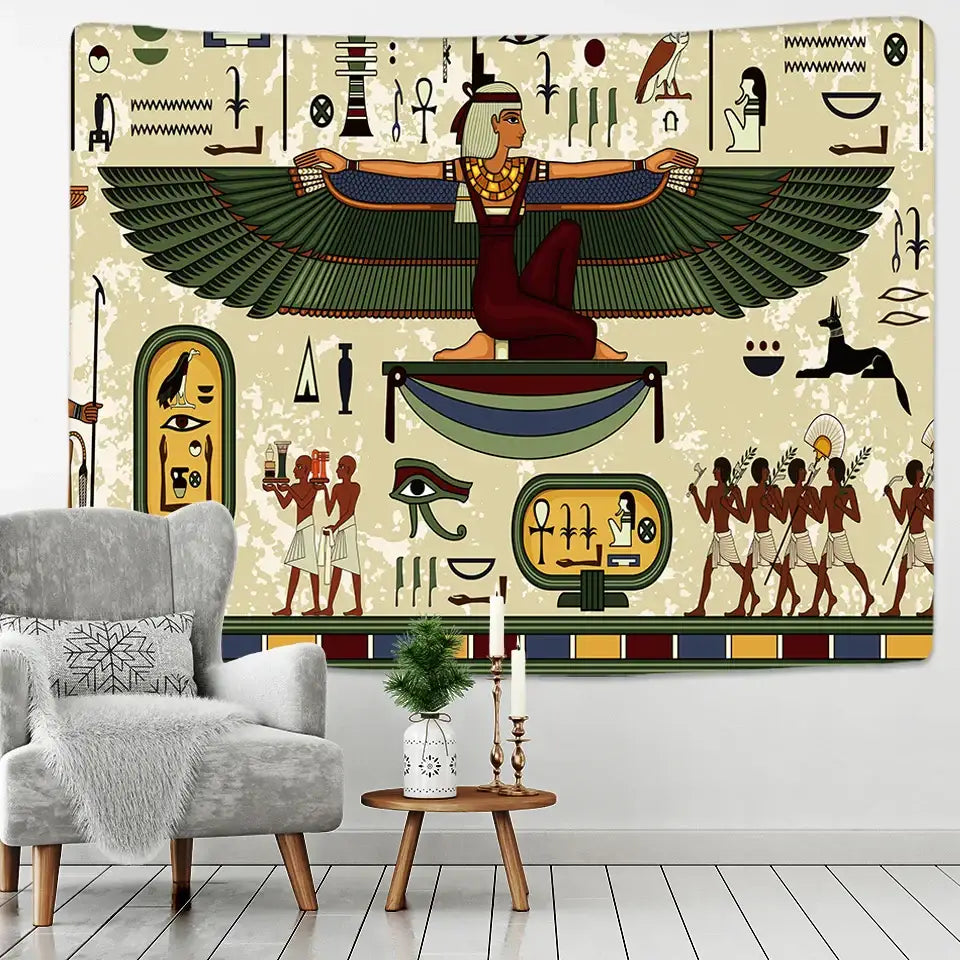 Maroon Green Egyptian Tapestry