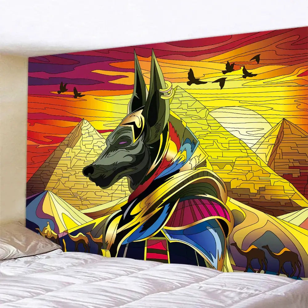 Green Anubis Psychedelic Tapestry