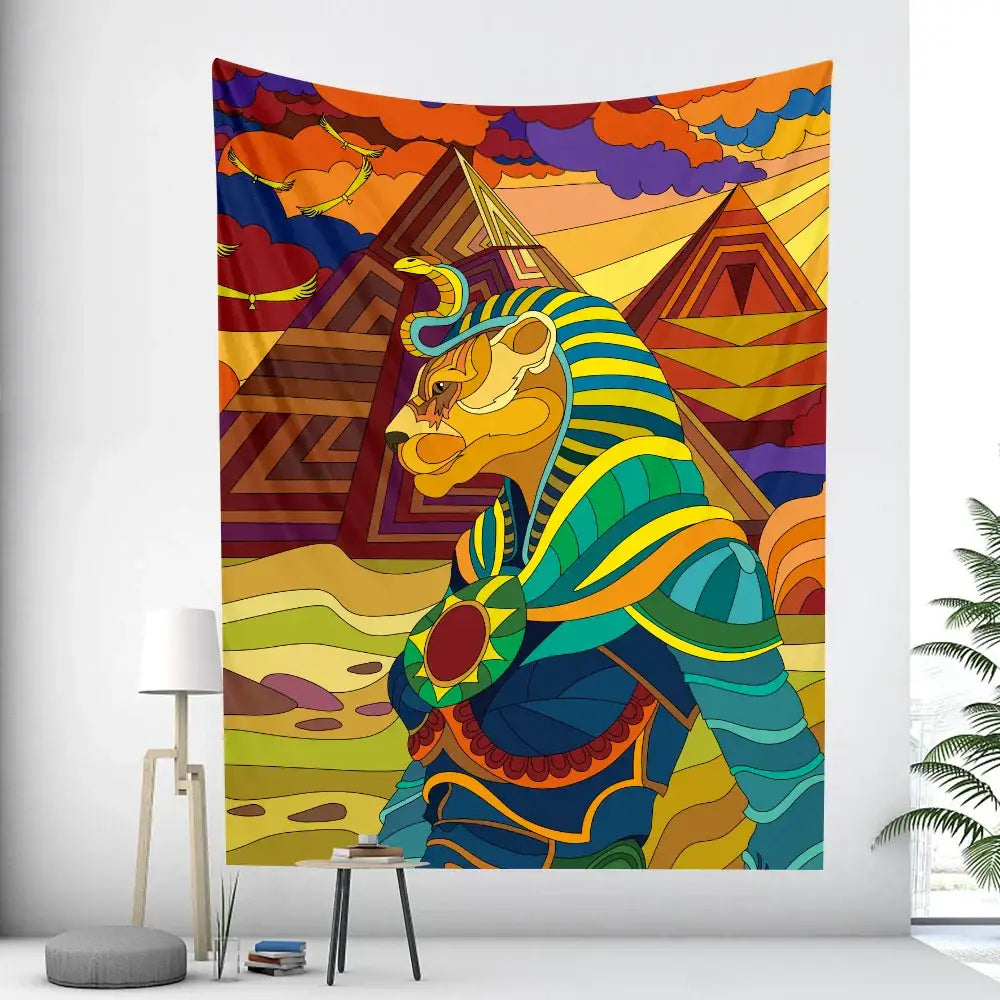Green Anubis Psychedelic Tapestry