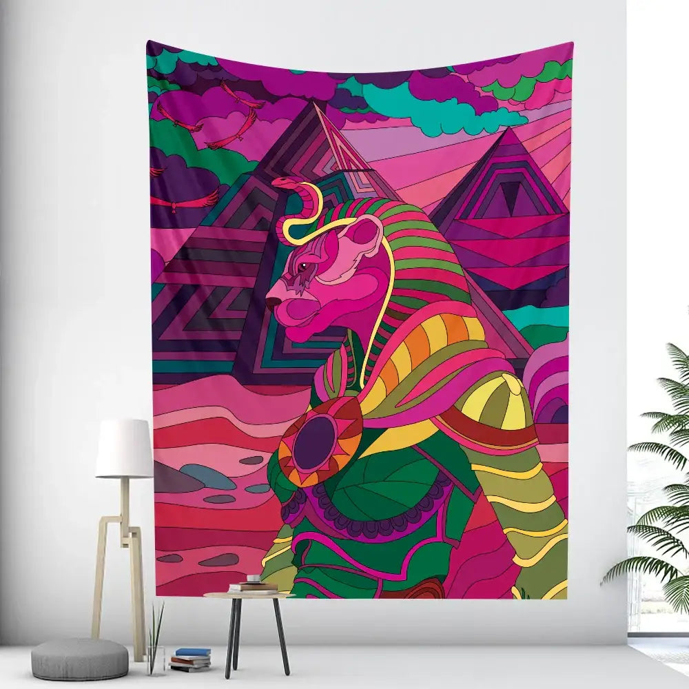 Green Anubis Psychedelic Tapestry