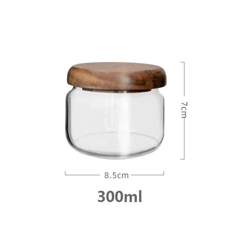 Acacia Glass Storage Jars