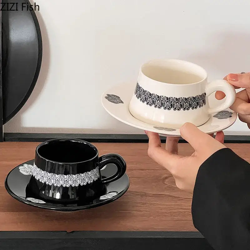 Black Floral Porcelain Set