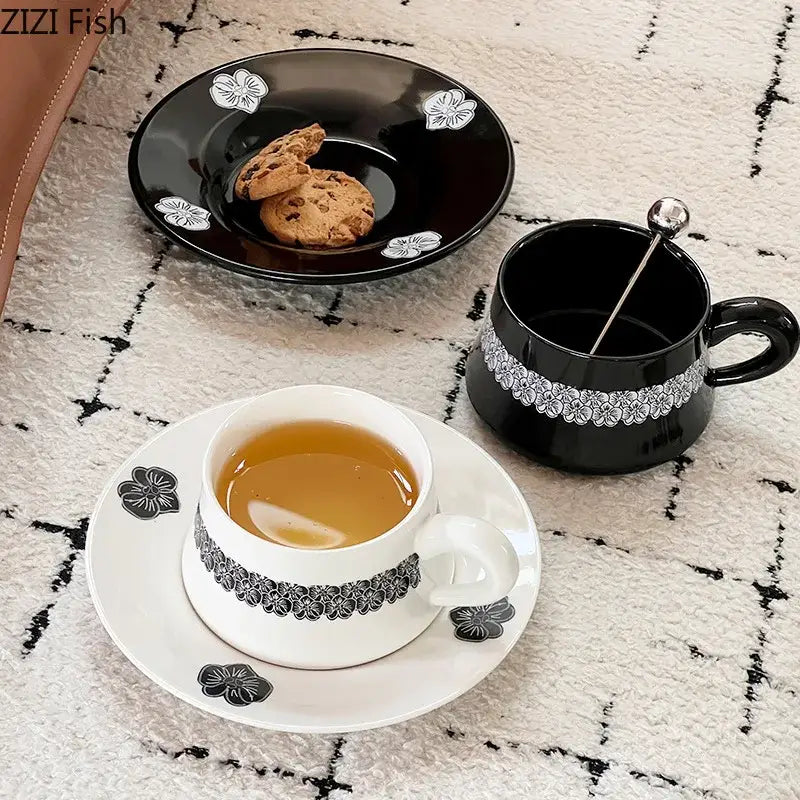 Black Floral Porcelain Set