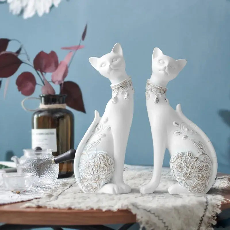 Blue Gold Cat Statue
