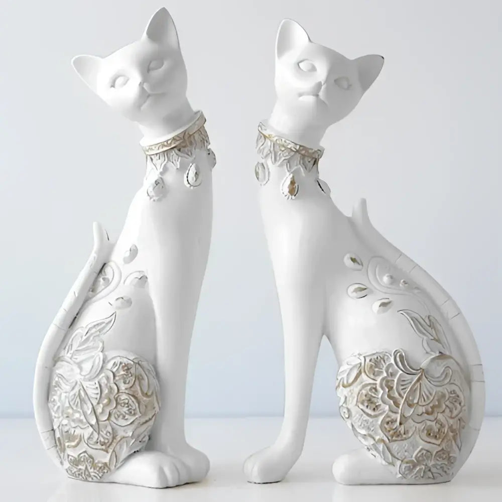 Blue Gold Cat Statue