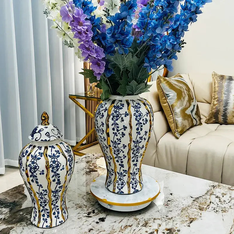 Blue Ceramic Ginger Jar