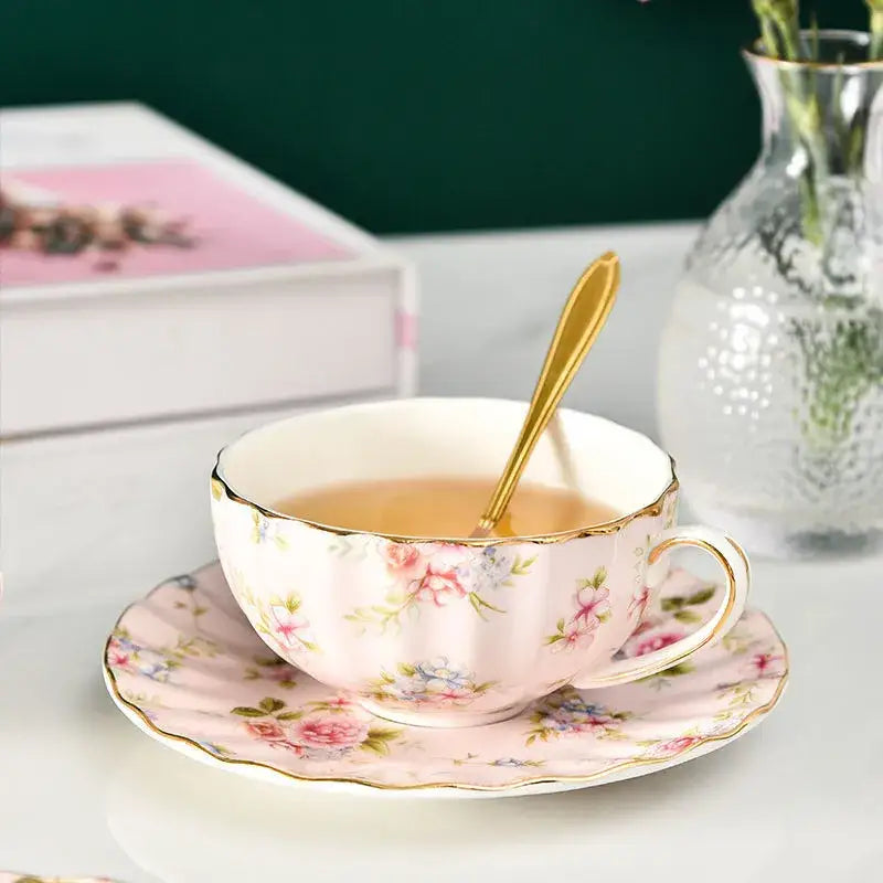 Floral Porcelain Tea Set With Cup and Saucer