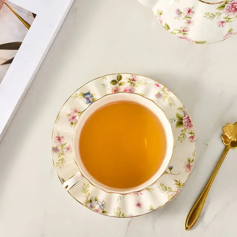 Floral Porcelain Tea Set With Cup and Saucer