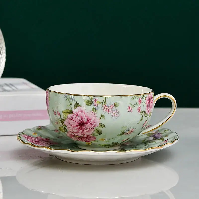 Floral Porcelain Tea Set With Cup and Saucer
