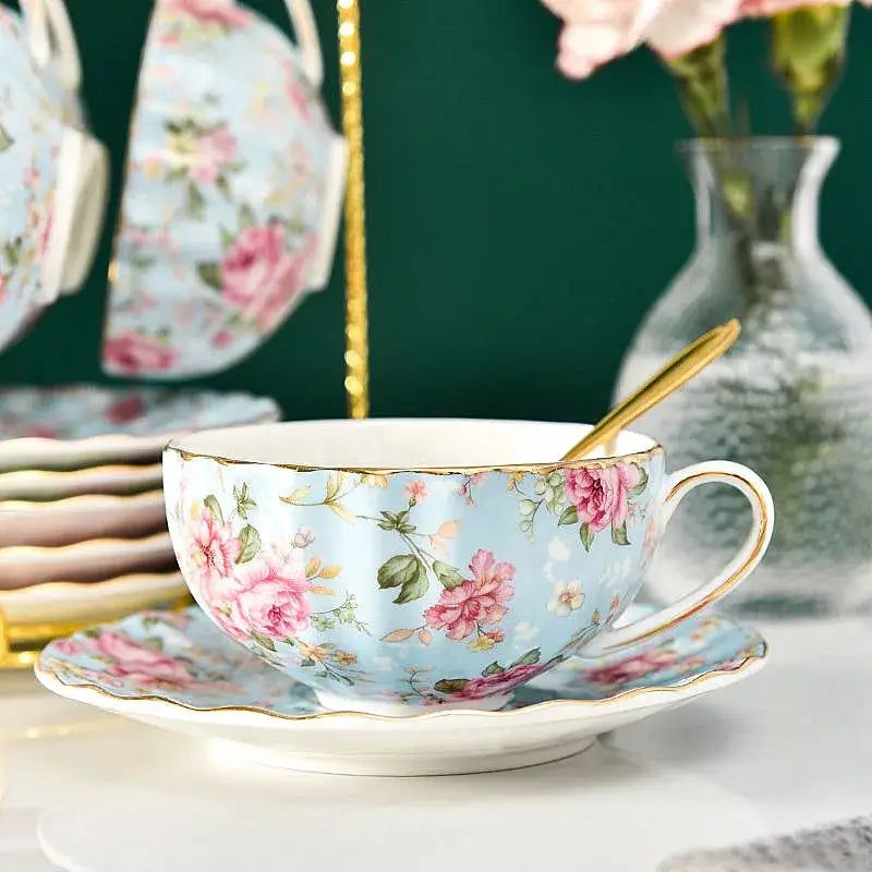 Floral Porcelain Tea Set With Cup and Saucer