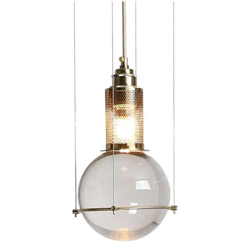 Brass Crystal Pendant Light with LED Glow