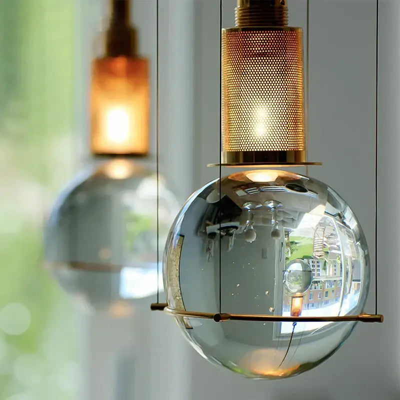 Brass Crystal Pendant Light with LED Glow