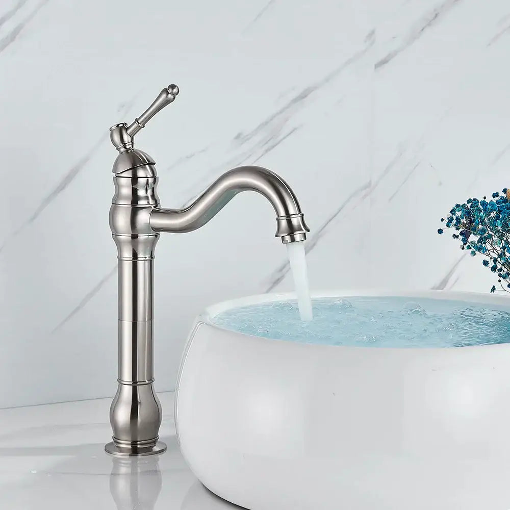 Nickel Single Handle Faucet with Swivel Spout