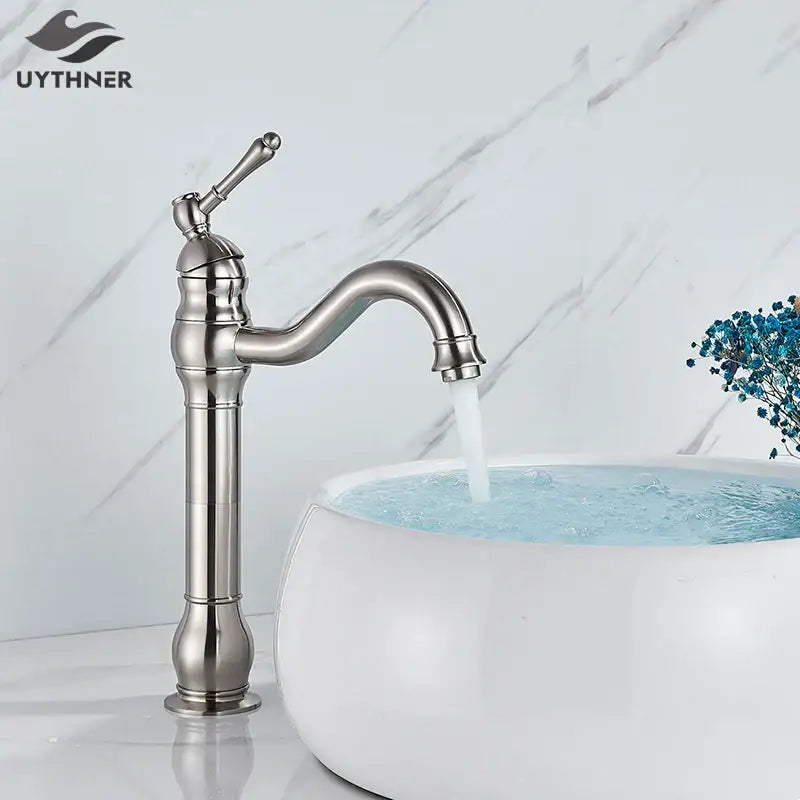 Nickel Single Handle Faucet with Swivel Spout