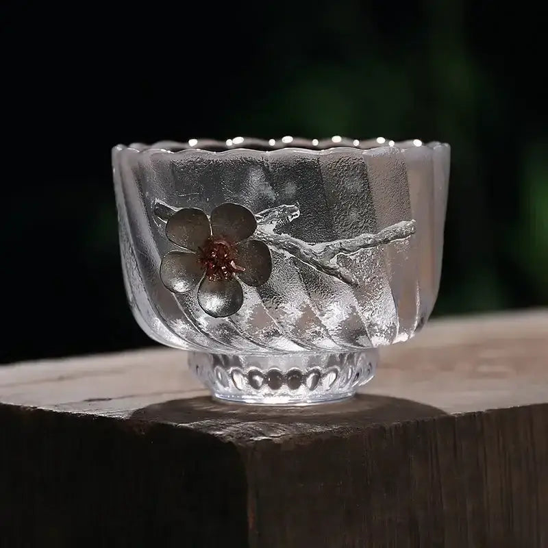 Carved Tin Glass Tea Set