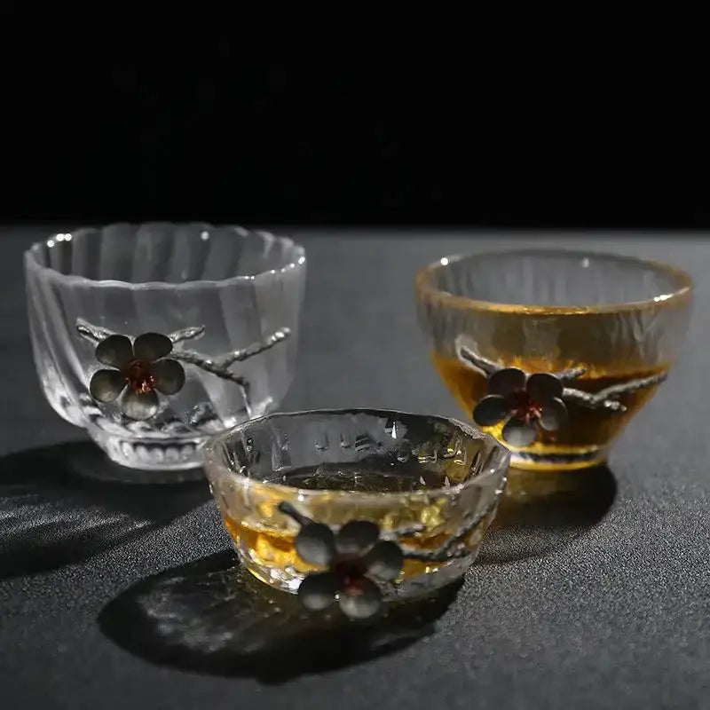 Carved Tin Glass Tea Set