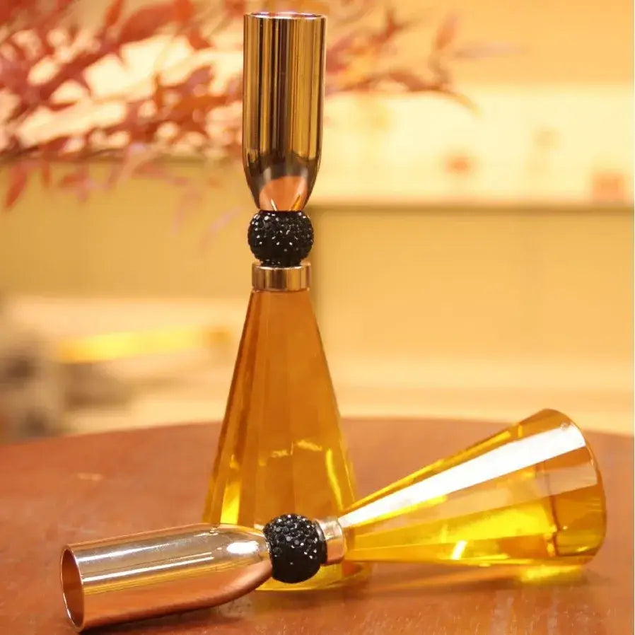 Gold Crystal Candle Holder Set