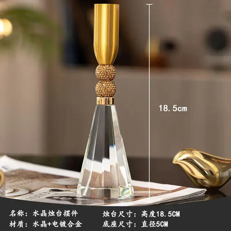 Gold Crystal Candle Holder Set