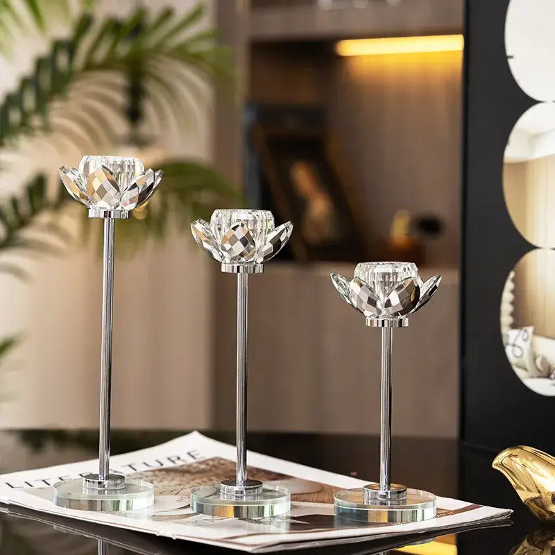 Gold Crystal Candle Holder Set