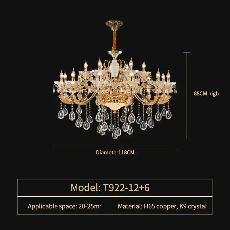 Gold Tiered Crystal Chandelier Up To 51 Heads