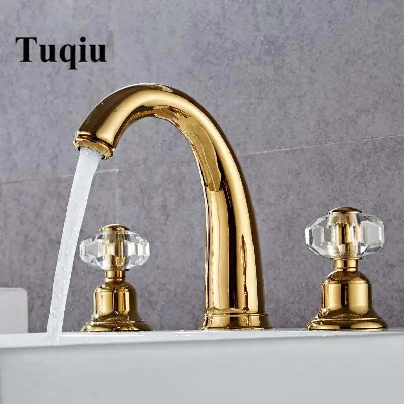Gold Crystal Basin Faucet Hot and Cold Mixer