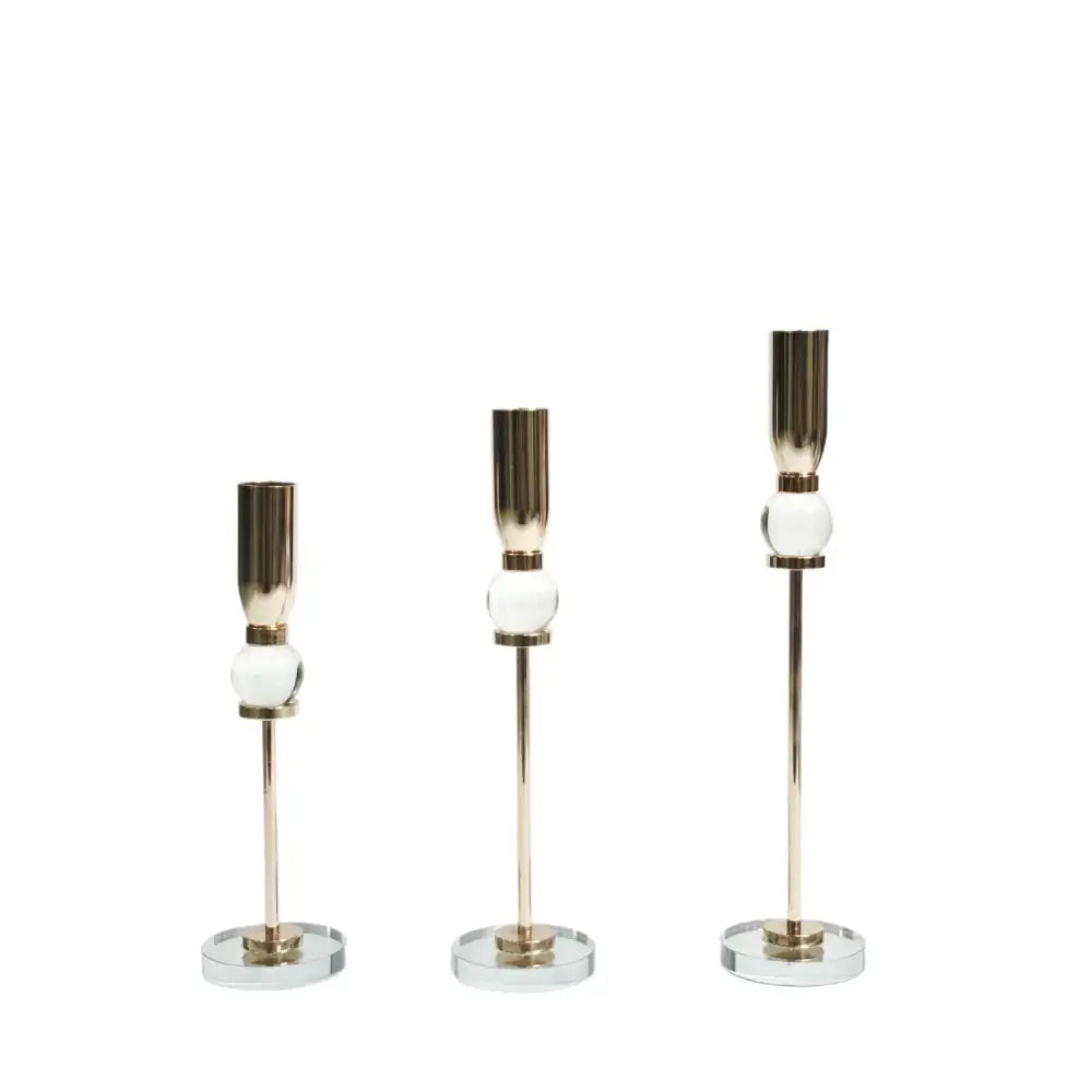 Gold Crystal Candlestick Set