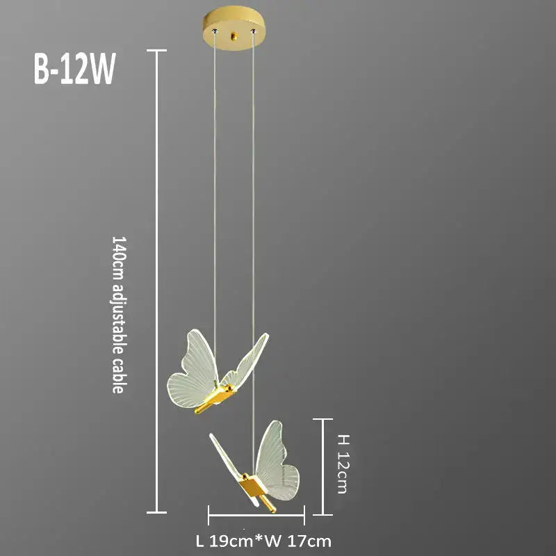 Gold Butterfly Pendant Lamp with Warm Lighting