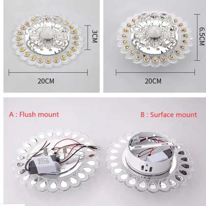 Gold Crystal Flush Mount Ceiling Light