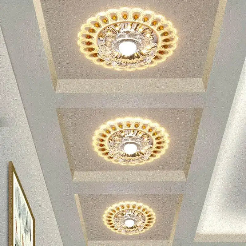 Gold Crystal Flush Mount Ceiling Light