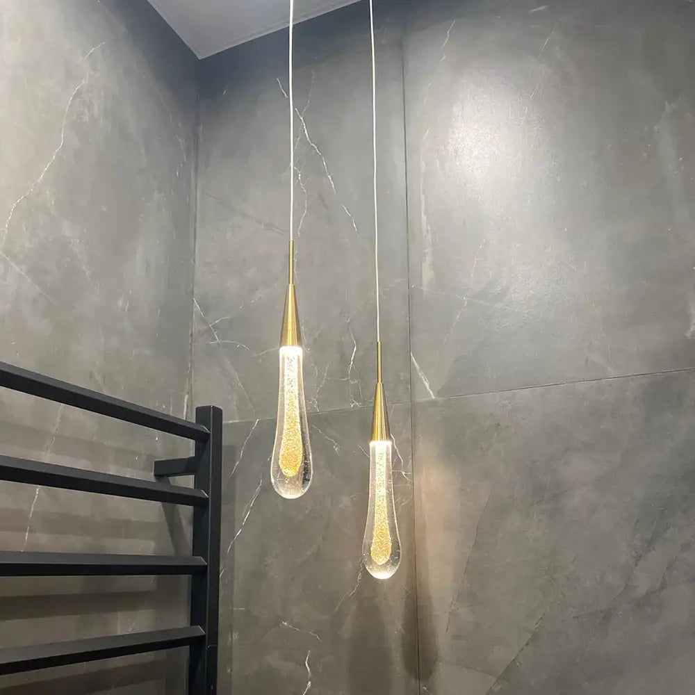 Gold Teardrop 2-Head Dining Area Pendant Light