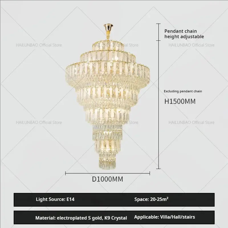 Gold Crystal Chandelier Hollow European Design
