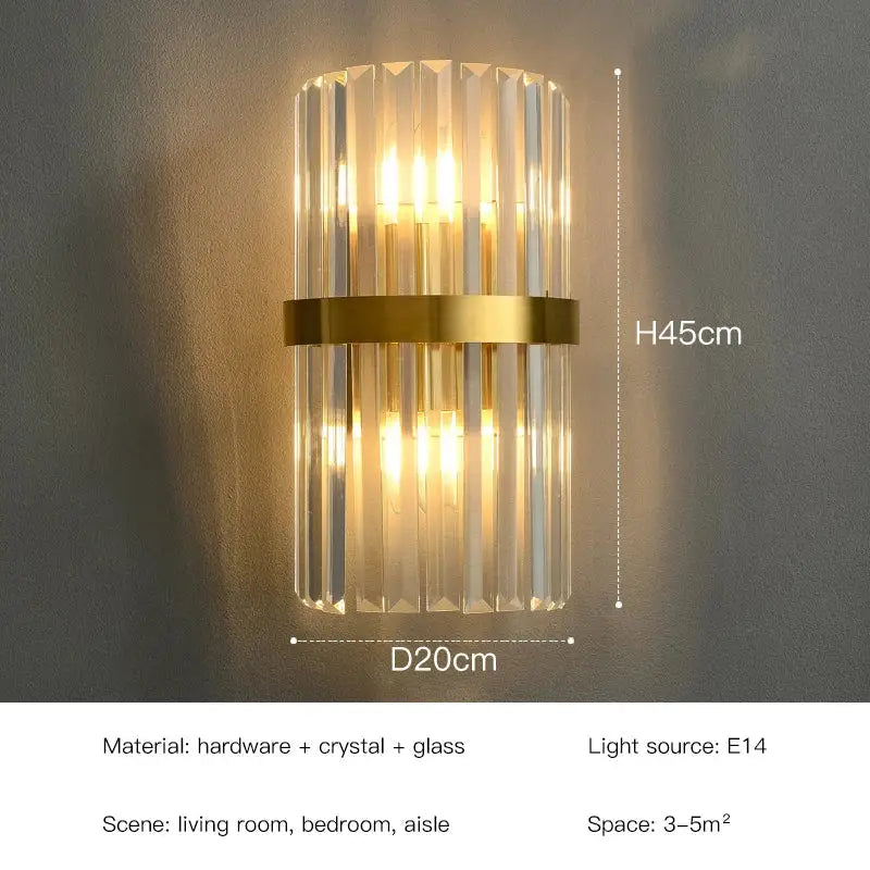 Gold Crystal 60cm Wall Sconce