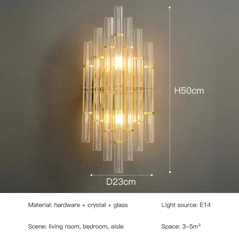 Gold Crystal 60cm Wall Sconce