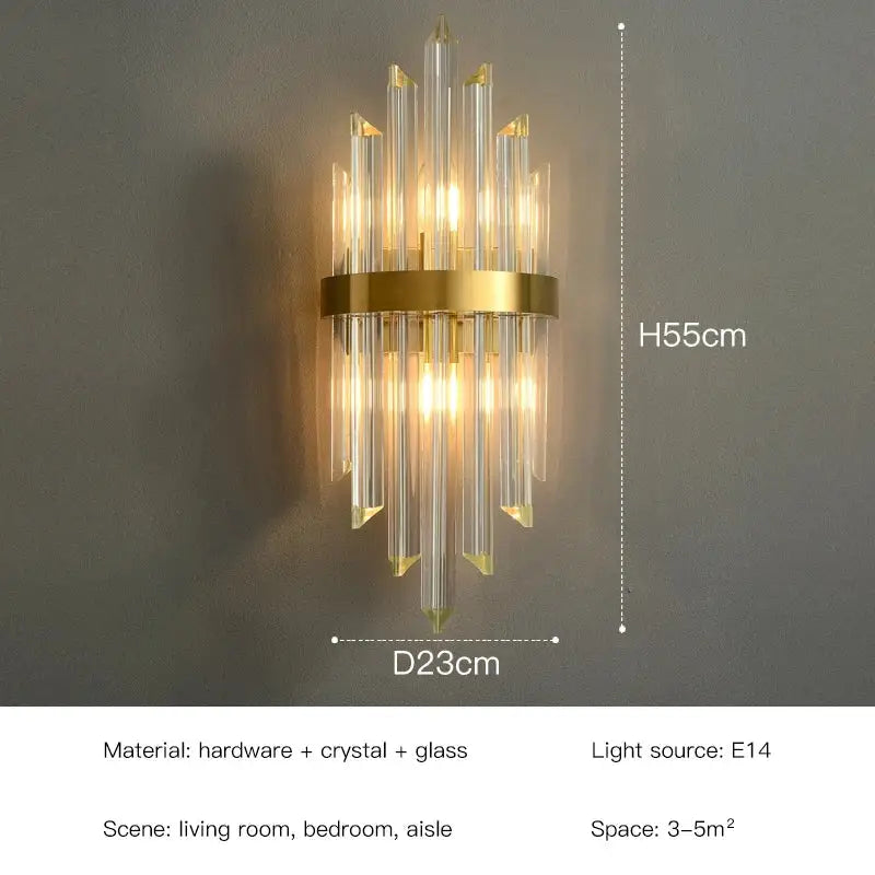 Gold Crystal 60cm Wall Sconce