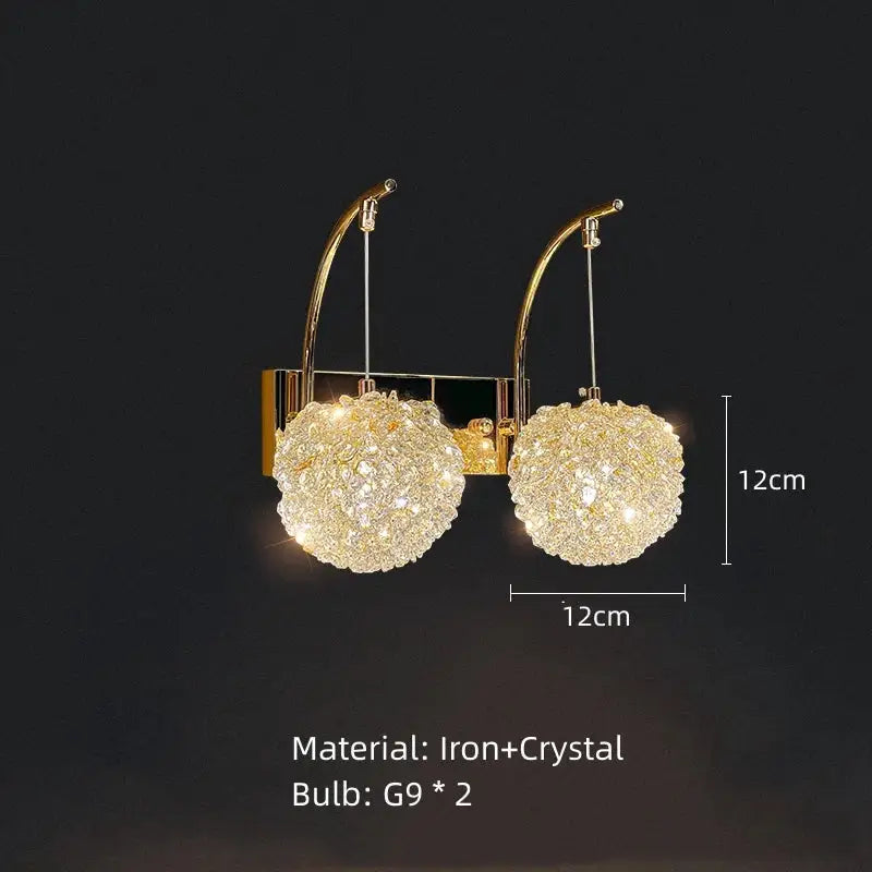 Gold Crystal Wall Sconce with Adjustable Wire Drop