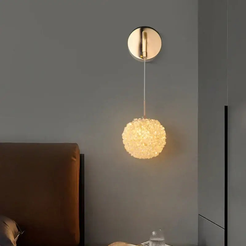 Gold Crystal Wall Sconce with Adjustable Wire Drop