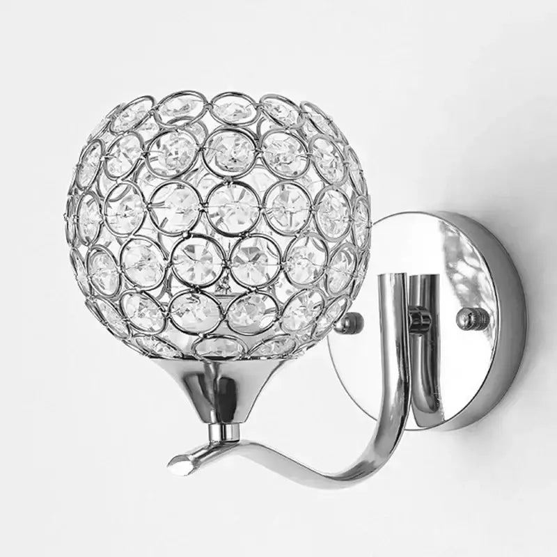 Gold Crystal Globe Sconce Clip-On Design