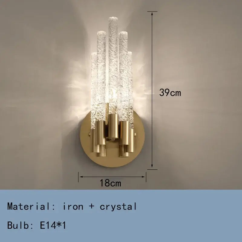 Textured Gold Glass Wall Sconce for Bedrooms