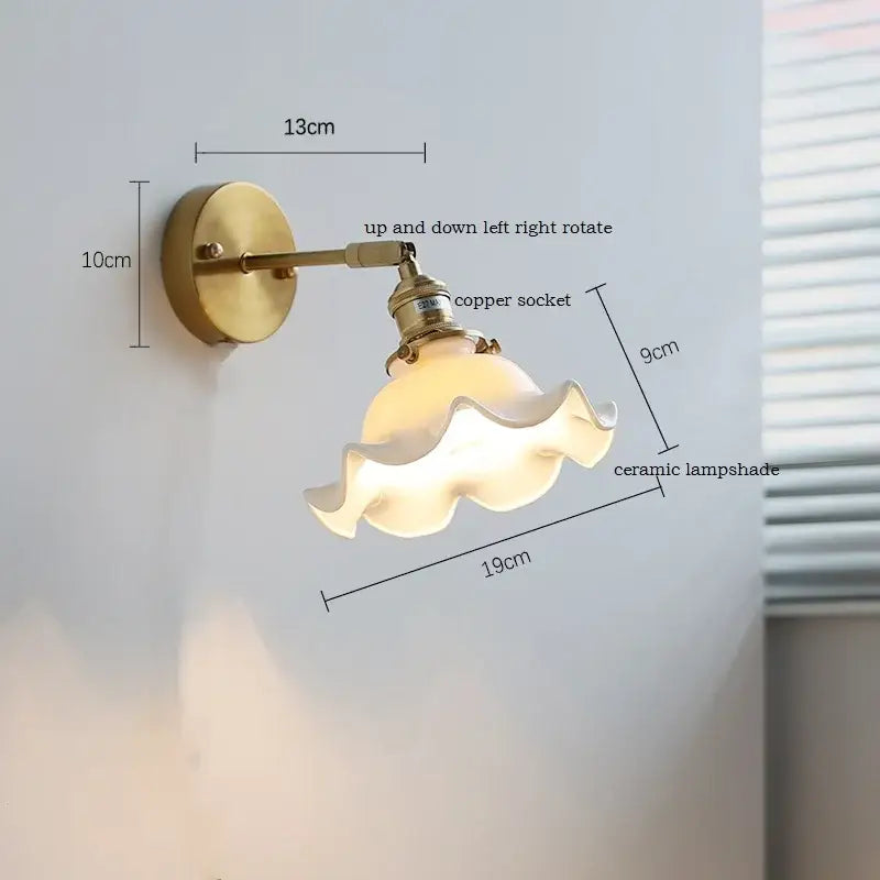 Gold Ruffled Ceramic Sconce
