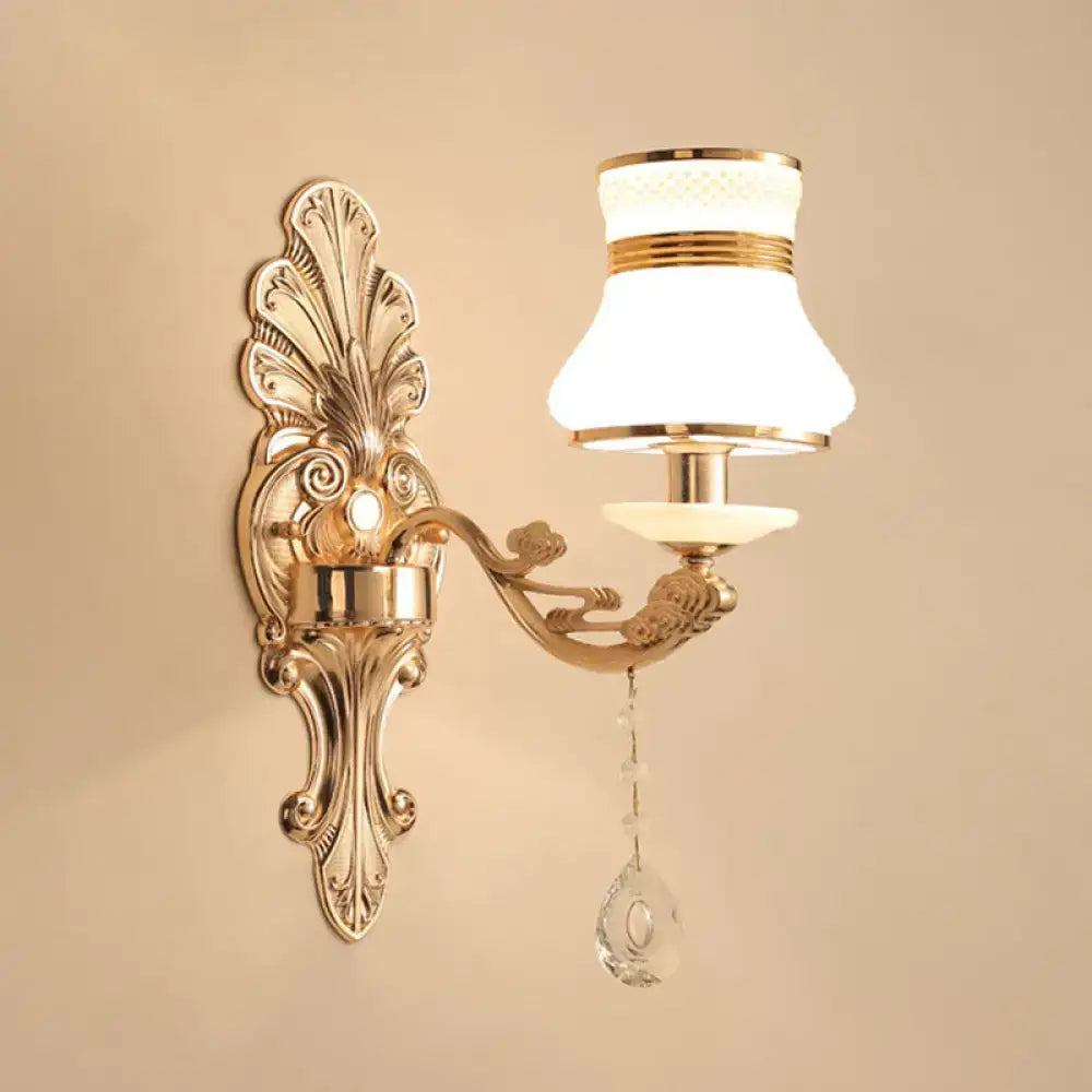 Gold Crystal Scrolled Arm Wall Sconce