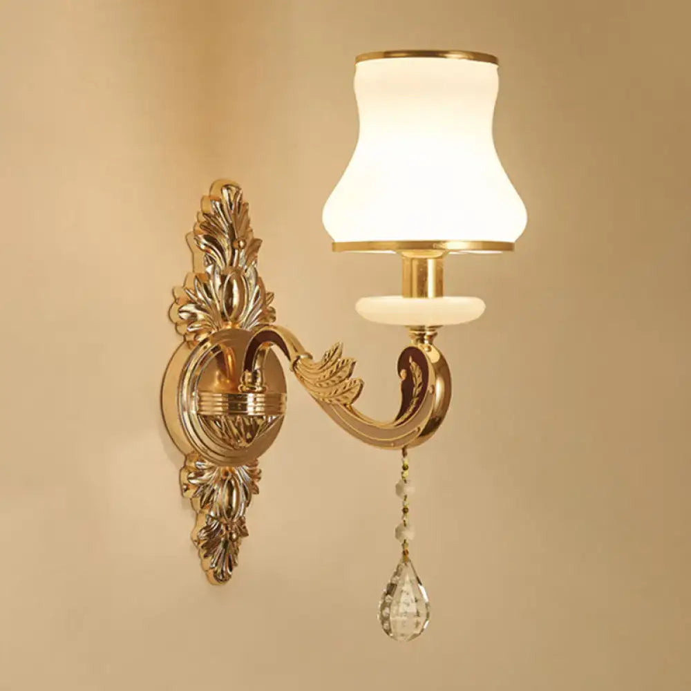 Gold Crystal Scrolled Arm Wall Sconce