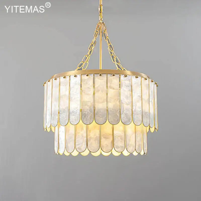 Gold Shell Tiered Chandelier