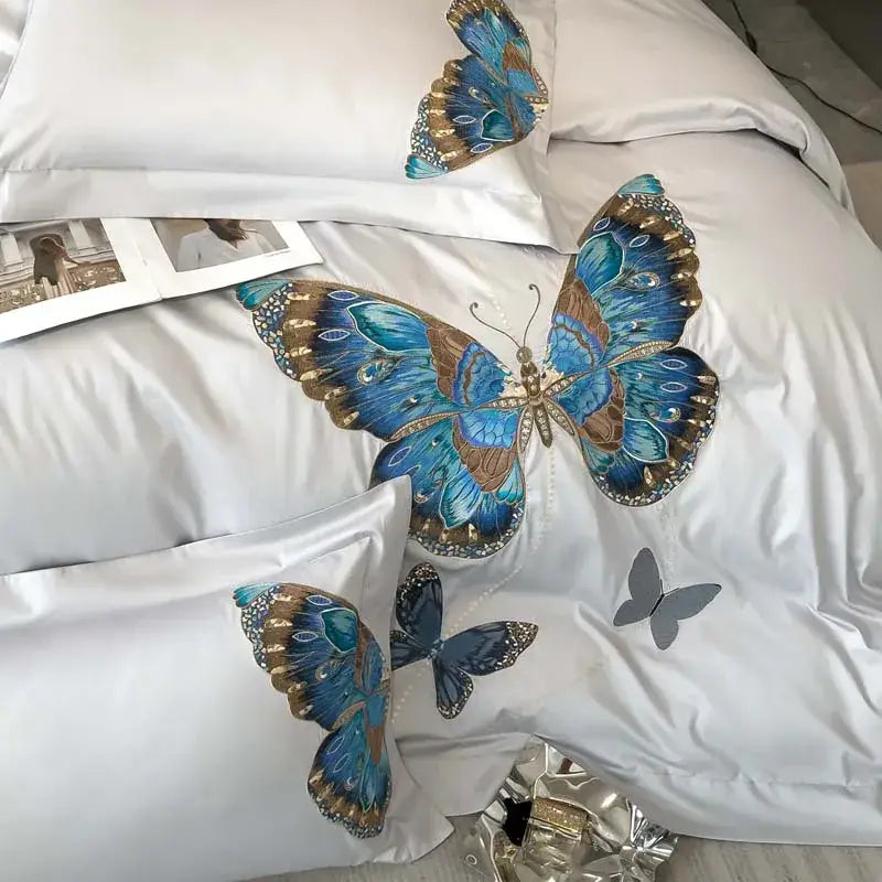 Gray Butterfly Bedding Set