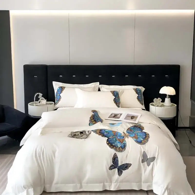 Gray Butterfly Bedding Set