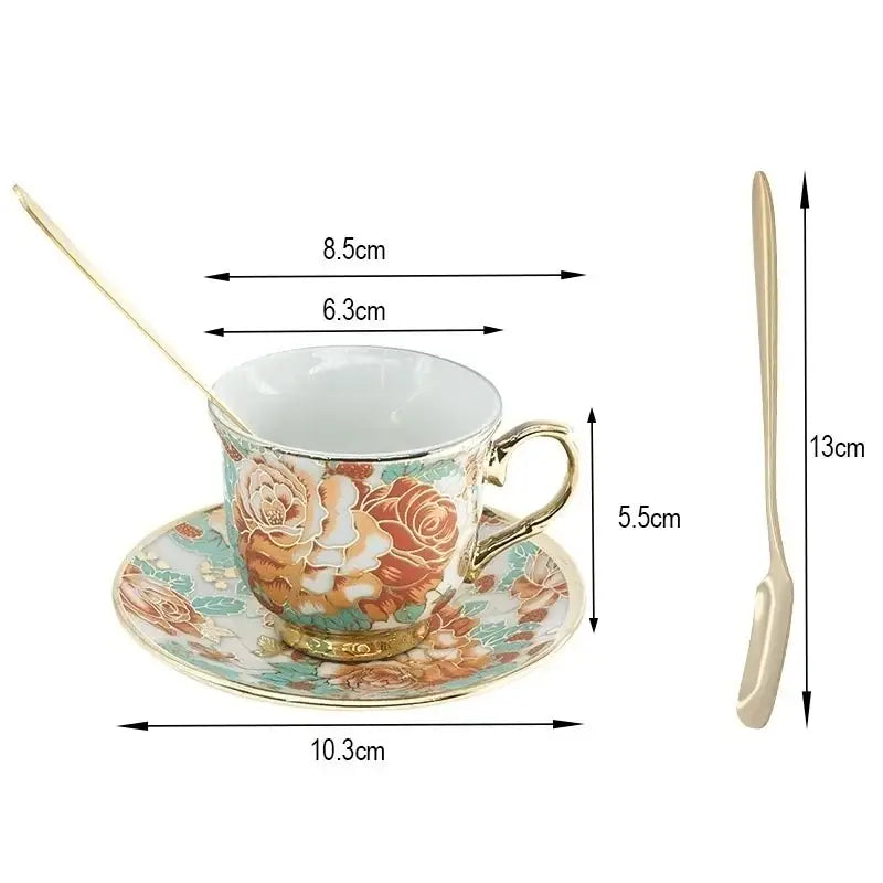 Floral Hand-Painted Ceramic Coffee Set