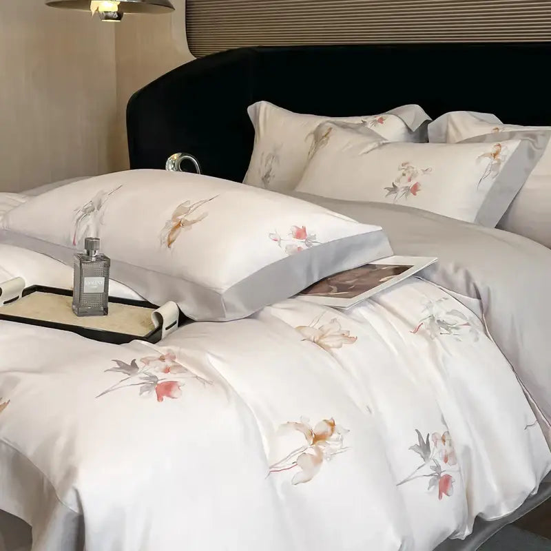 Ivory Eucalyptus Floral Bedding