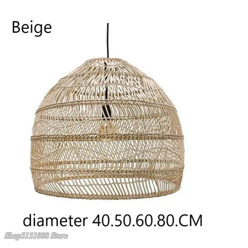 Beige Rattan Wave Pendant