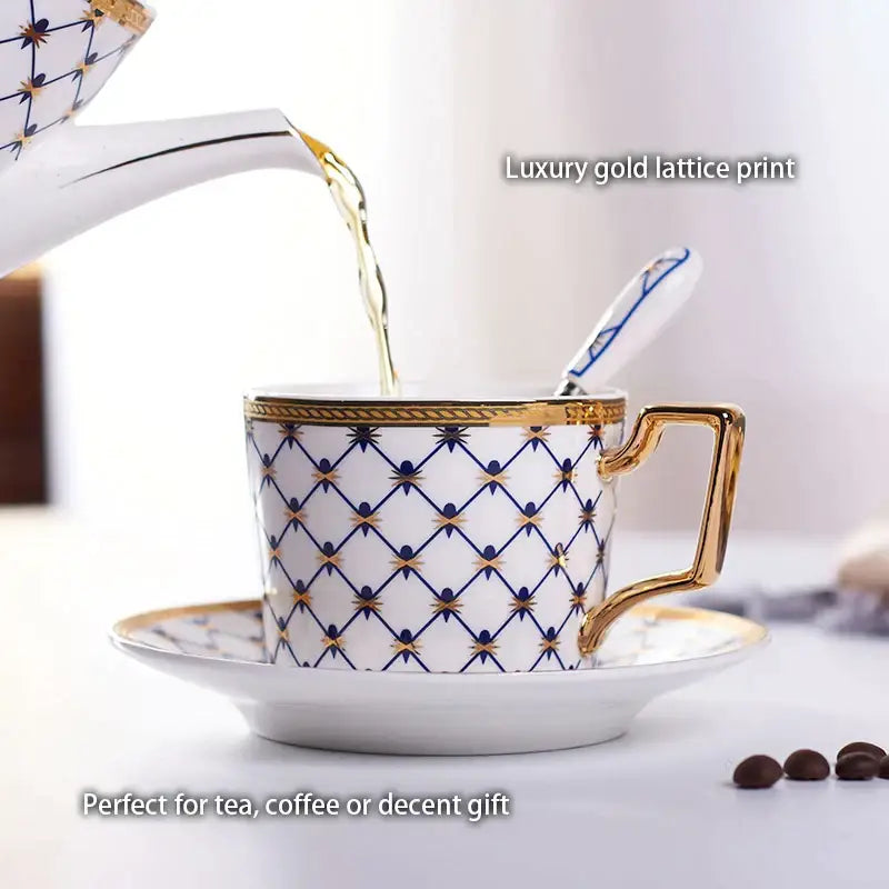 Red Gold Bone China Porcelain Coffee Set