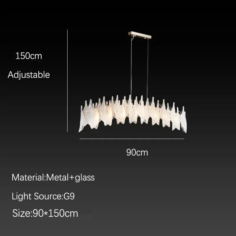 White Feather Glass Chandelier